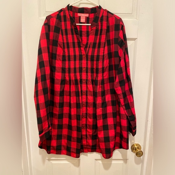 Woman Within Red and Black Plaid Shirt - Picture 2 of 5